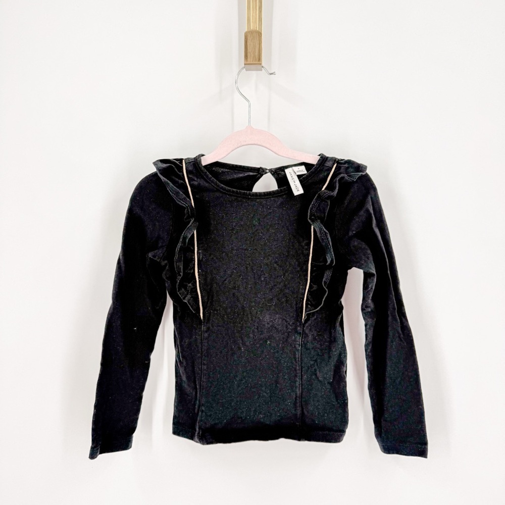 Janie and Jack Black Long Sleeve Tee with Ruffles